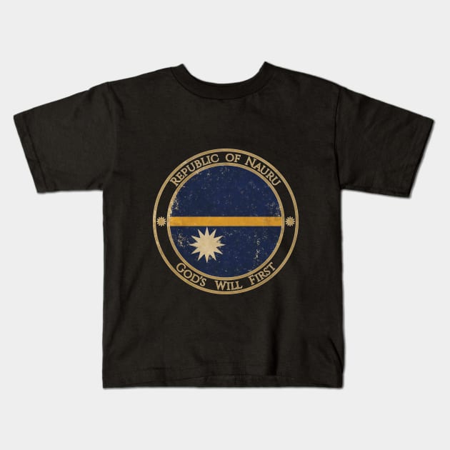 Vintage Republic of Nauru Oceania Oceanian Flag Kids T-Shirt by DragonXX